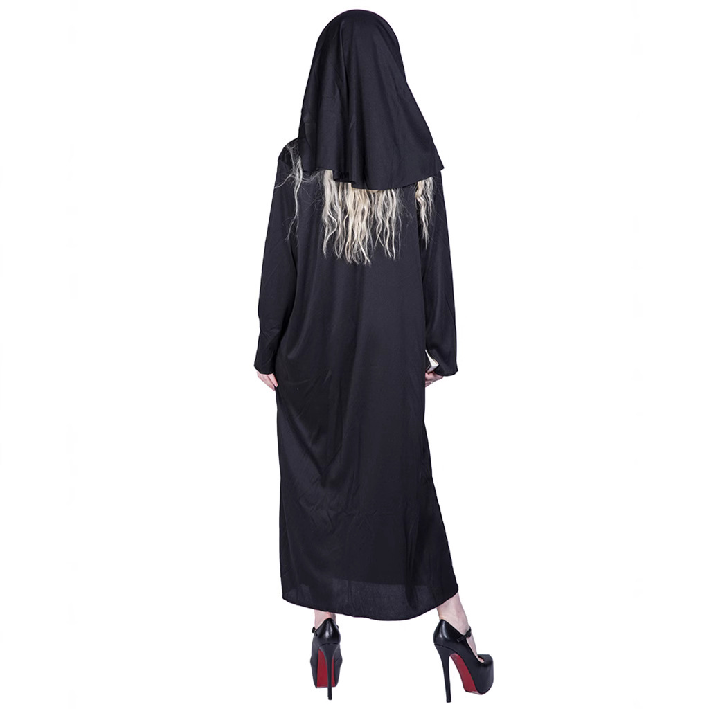 Fabricante en stock de Halloween profesional juego de rol traje de Halloween religiosa monja predicador cos traje