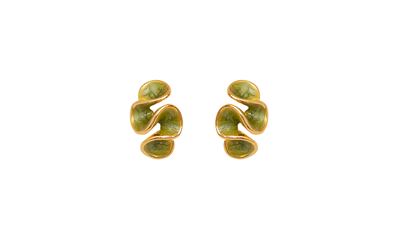 1 Pair Simple Style Waves Enamel Plating Copper 16K Gold Plated Ear Studs display picture 2