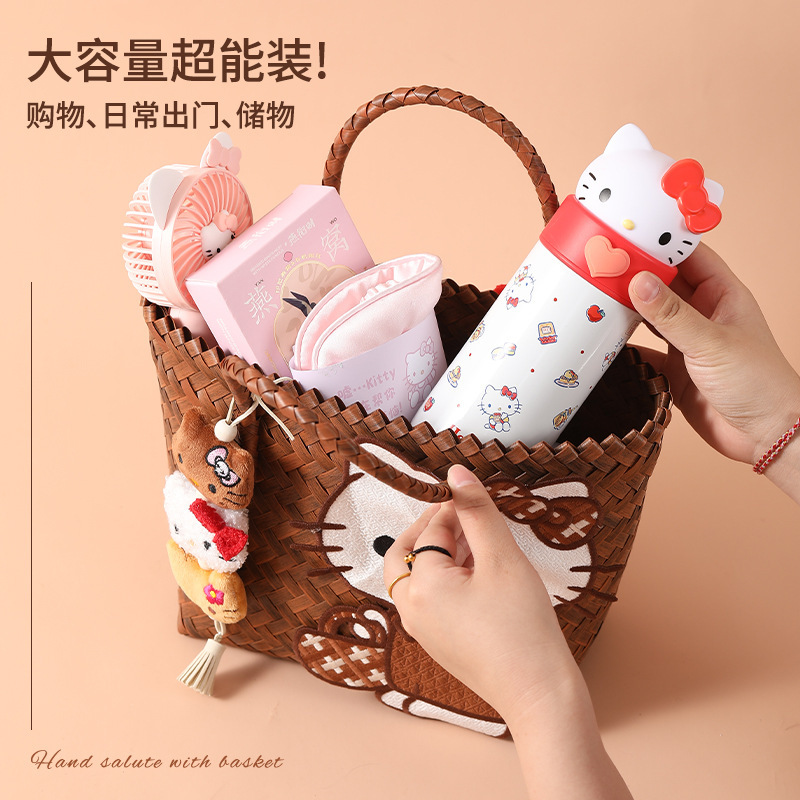 女性のブライズメイドのための結婚式の記念品、ガールフレンドのための実用的な小さなギフト、ハイエンドのKT猫編みバスケットギフトセット卸売|undefined