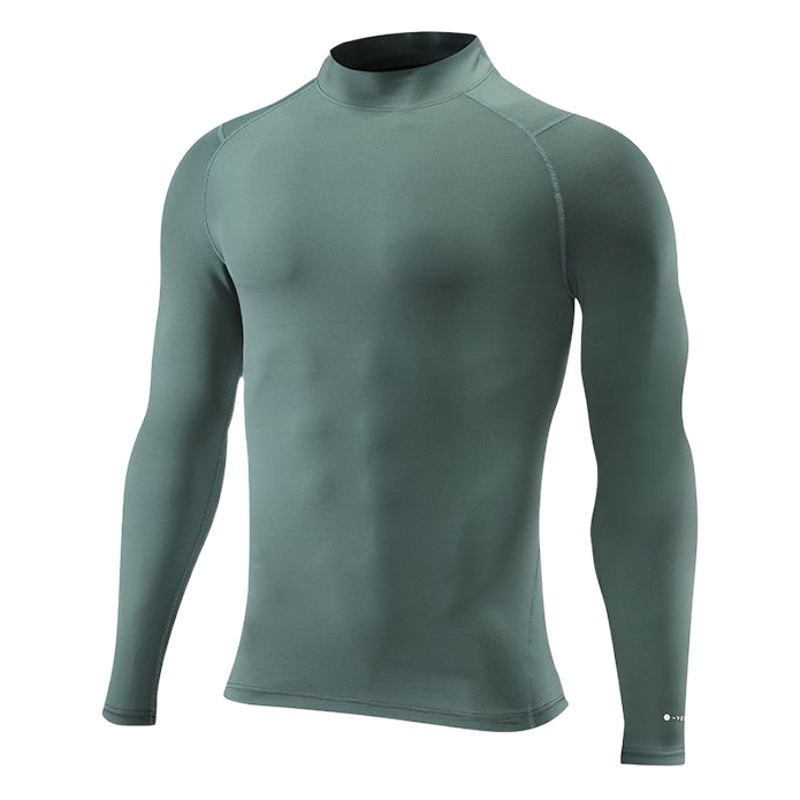 Primavera y otoño deportes de los hombres al aire libre de manga larga apretado entrenamiento de la aptitud de alta elástico apretado correr ropa de secado rápido en stock impreso LG