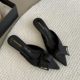 Low Heel French Style Baotou Half Slippers Women's Outer Wearing Shoes 2025 Spring and Summer New Satin Elegant Pointed Toe Sandals