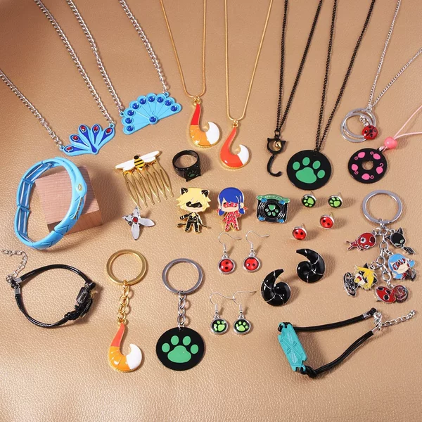Anime Peripheral Reddy Girl Necklace Bee Butterfly Peacock Brooch Cat Dog Claw Ring Snake Cartoon European and American Jewelry