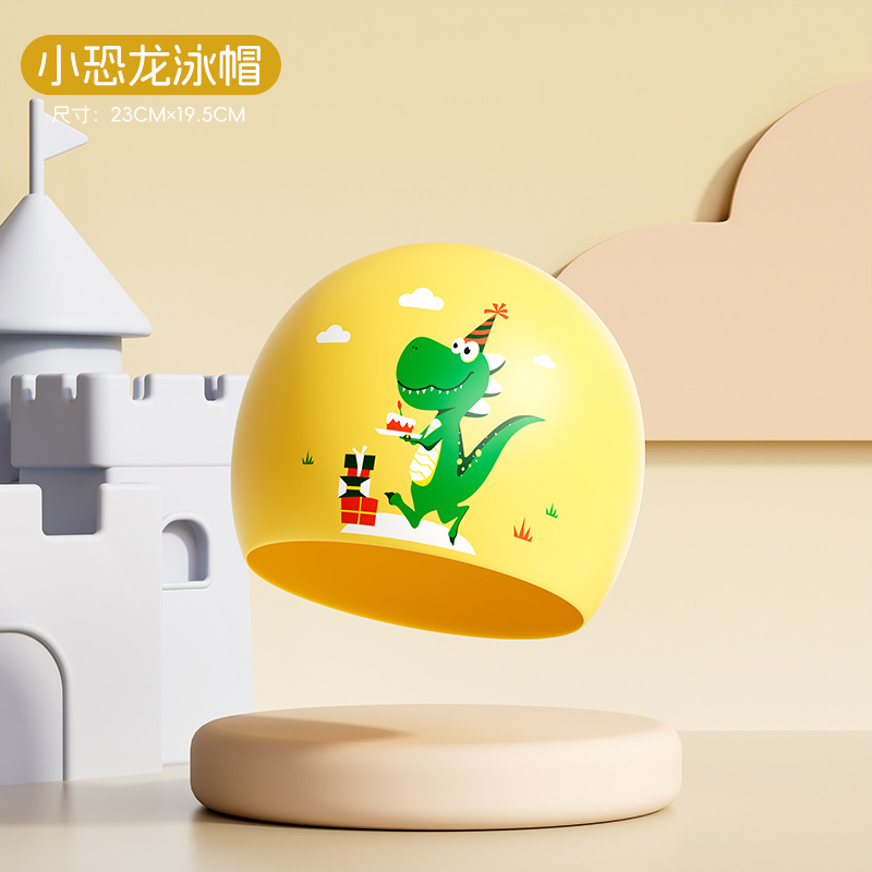 Niños sombreros de natación de dibujos animados de silicona para niños niñas cabello largo impermeable protector de orejas no estrangulación sombreros de natación de silicona equipo de natación