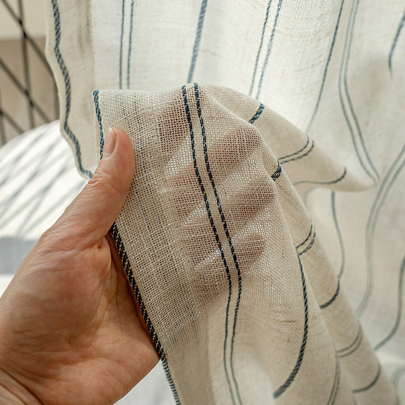 Cross-border Amazon Japanese-style Homestay Nordic Simple Gauze Curtain Living Room Balcony Linen Finished Curtain Window Screen AliExpress