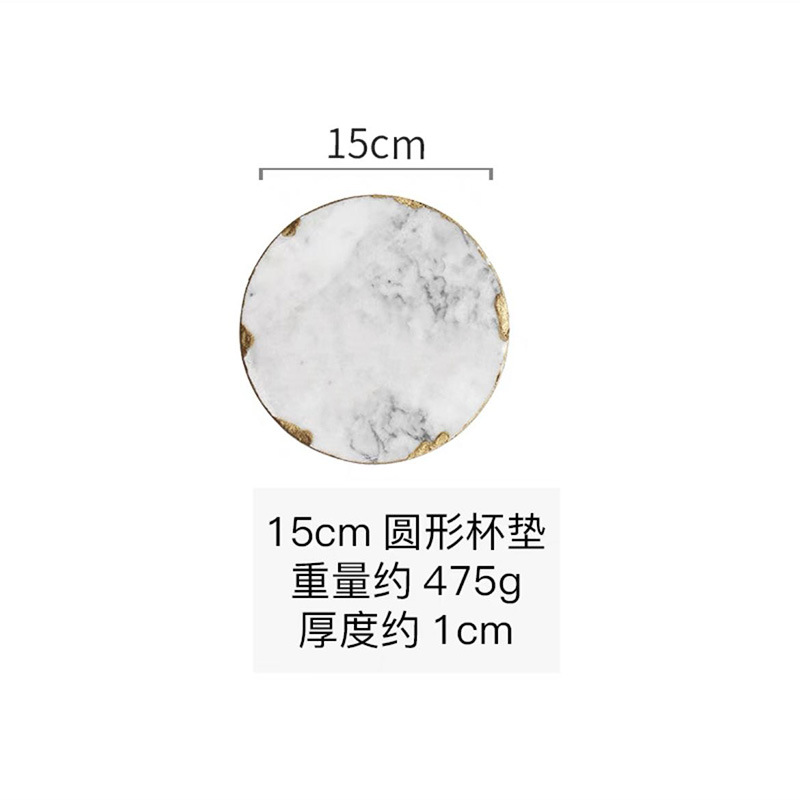 Nórdico ins estilo bandeja de mármol natural lujo oro borde placemat Coaster aislamiento vajilla suave accesorios Decoración