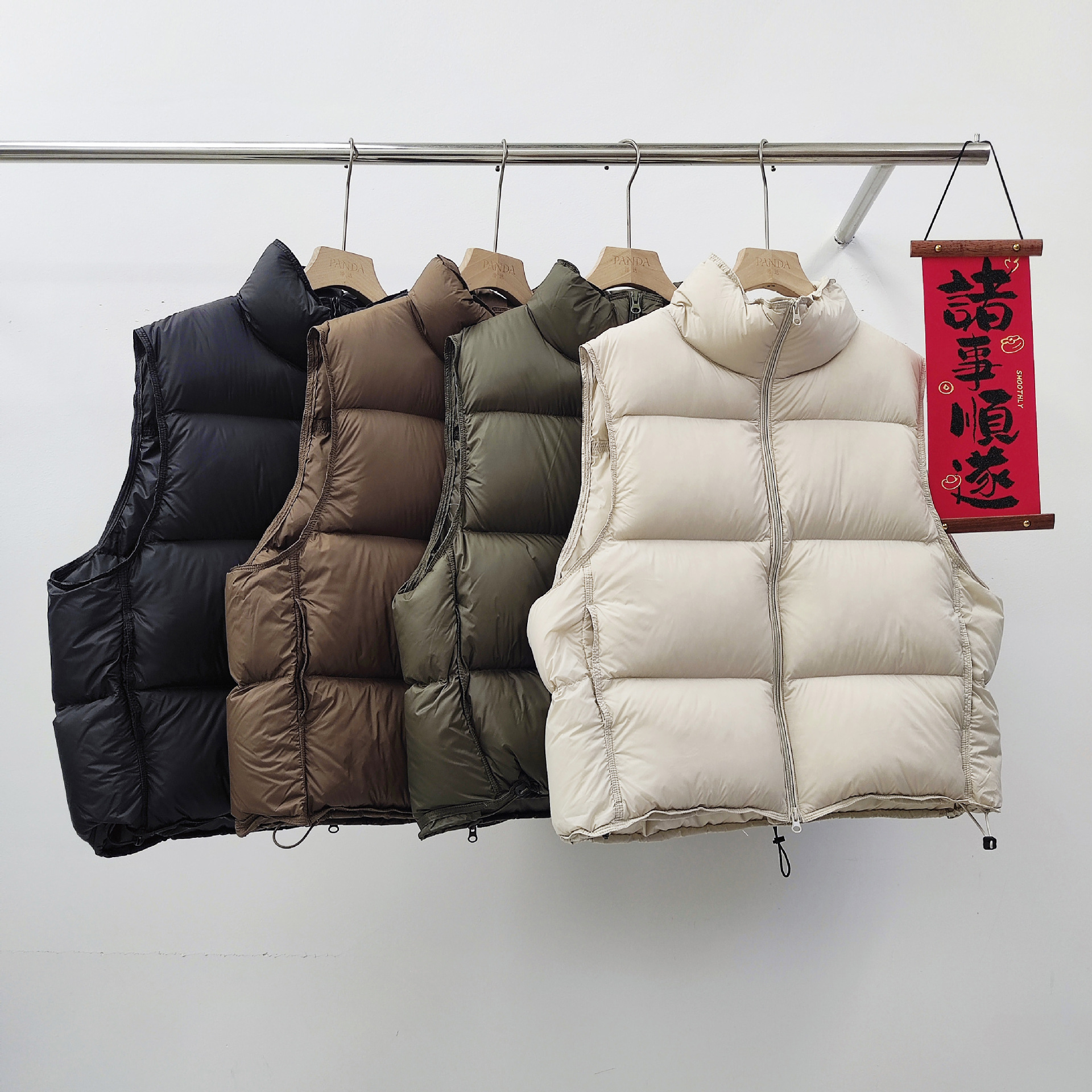 Chaqueta de plumas sin mangas con cuello alto y cuello alto de pato blanco para mujer, estilo coreano, holgada, versátil, ideal para otoño e invierno. Abrigo cálido._voghion.com