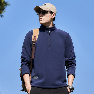 New Autumn and Winter Men's Fleece Jacket Plus Fleece Men's Stand Collar Jacket Polar Fleece Men's Warm Jacket for Men