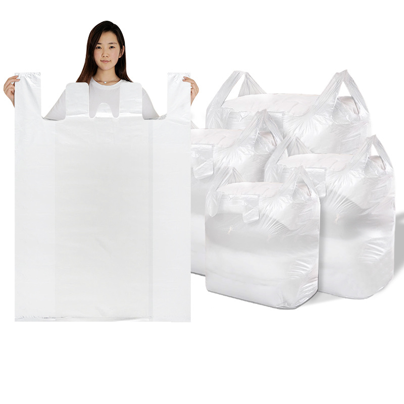 Gran bolsa de plástico chaleco engrosada edredón almacenamiento desechable bolsa conveniente al por mayor blanco mudanza ropa bolsa de embalaje