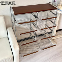 中古小推车置物架可移动多功能整理筐榉木家用落地多层收纳储物架