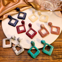 秋冬爆款镂空几何菱形复古耳环女百搭气质高级感耳坠小众个性耳饰