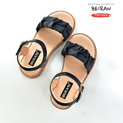Kids' Girls' Princess Sandals: Genuine Leather, Twisted Design, Soft Sole, Non-Slip, Casual & Fashionable, Breathable for Summer Girls