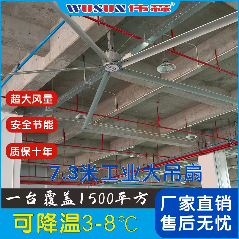 永磁工业大风扇大型厂房车间仓库五金厂降温设备 工业大吊扇厂家