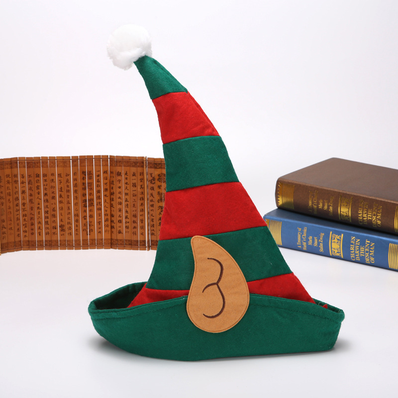 Sombrero de auriculares de genio de Navidad no tejido para adultos Sombrero de Navidad de auriculares de naranja roja Sombrero de bruja de genio