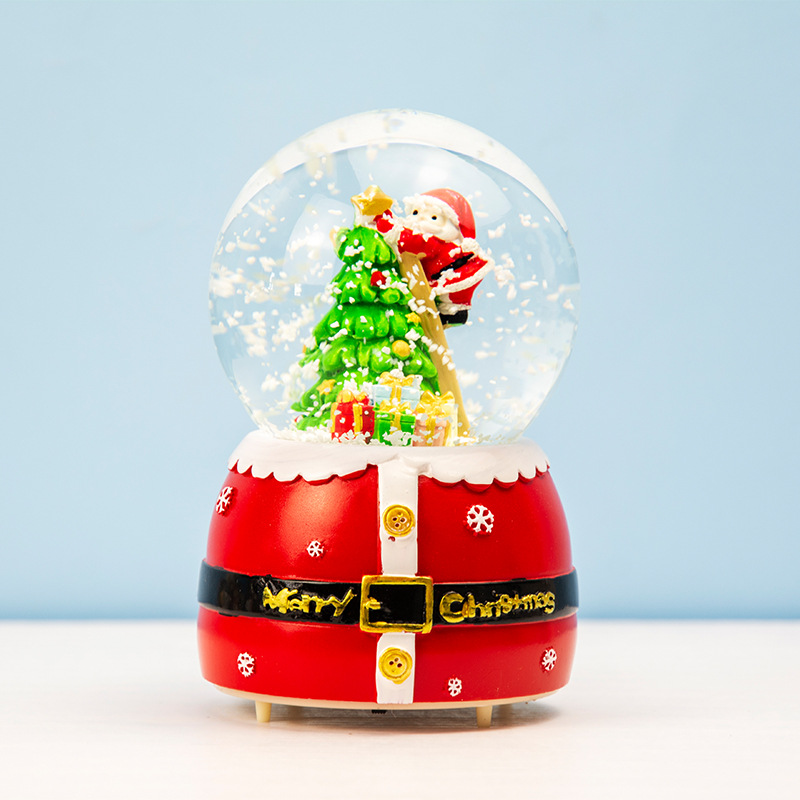Caja de Música de Bola de Cristal de Resina con Luz, Música y Copos de Nieve para Regalo de Cumpleaños