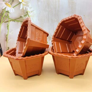 Fu word plastic flower pot lace 6 angle wave flower pot flower pot wholesale one yuan