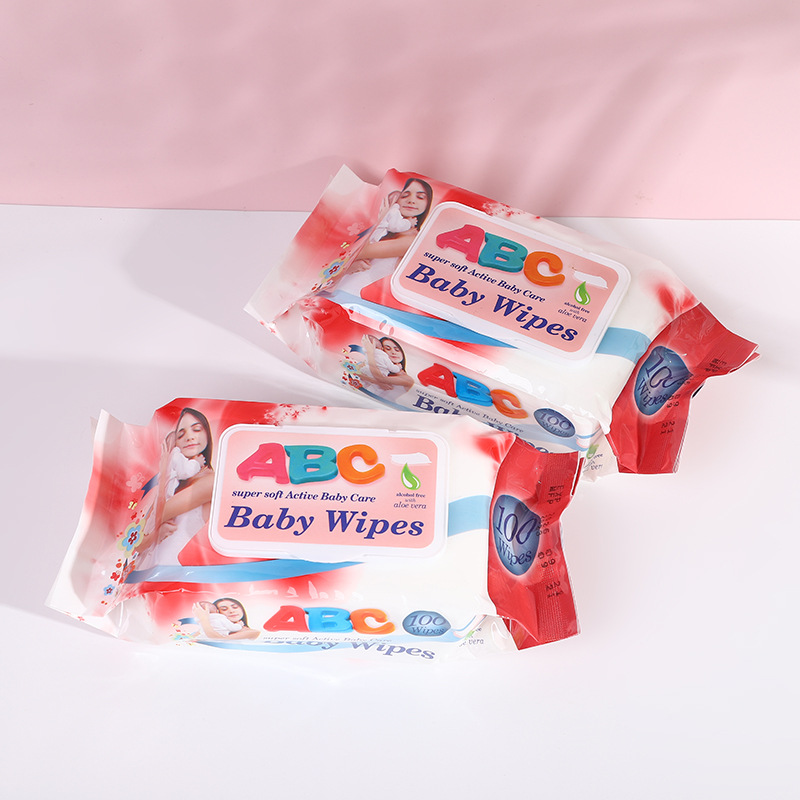 100 Pack of Big Baby Wet Wipes, Baby Hand and Mouth Pull-Open Wet Wipes with Cover, Baby Cleaning Wet Wipes 