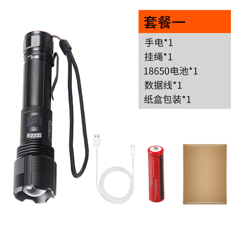 Nueva XHP-70 transfronteriza fuerte zoom telescópico ligero con la hebilla de la pluma pantalla de potencia tybe-c USB recargable linterna