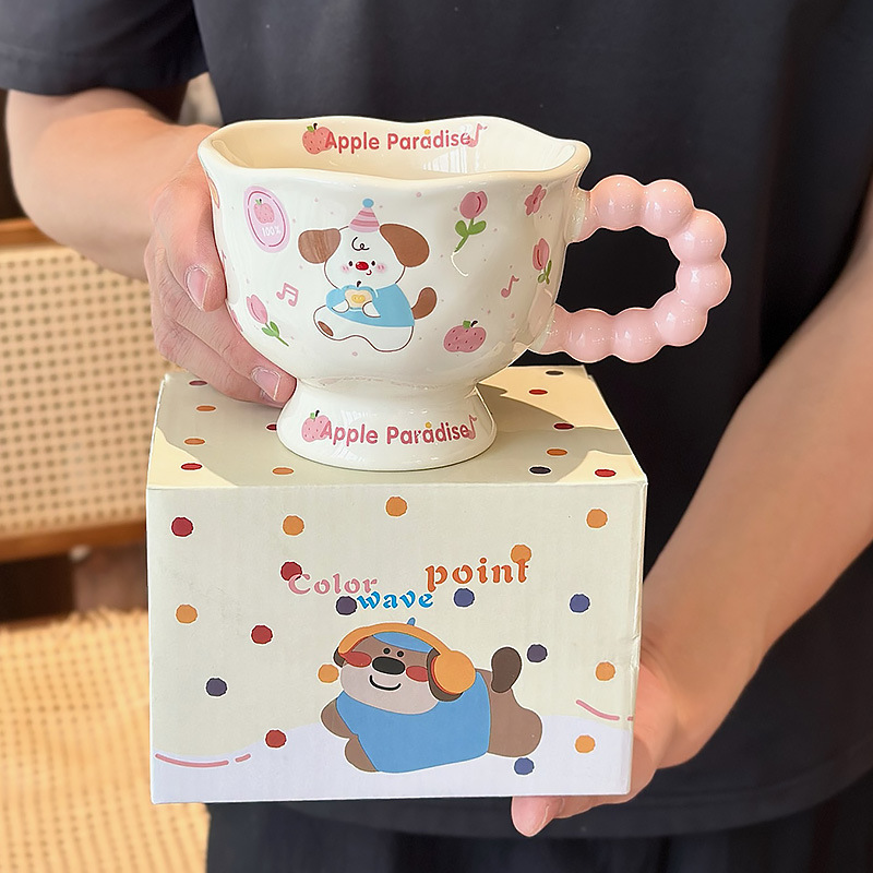 ins风可爱小狗陶瓷马克杯 高颜值女生杯子情侣水杯家用儿童早餐杯|undefined