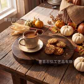 新款南瓜造型底座木质摆件支实木南瓜造型花盆支架木质浴室置物架