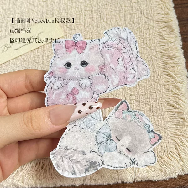 New adorable pink fluffy cat hair clips, Japanese-style, versatile for girls, perfect for side bangs