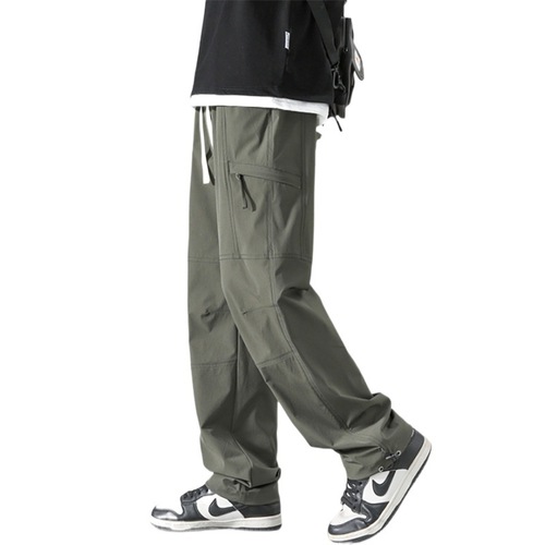 Ice Silk Work Pants for Men, Summer Thin Style, American-Style Loose-Fit Casual Paratrooper Long Trousers, Men's Sports-Performance Assault Pants