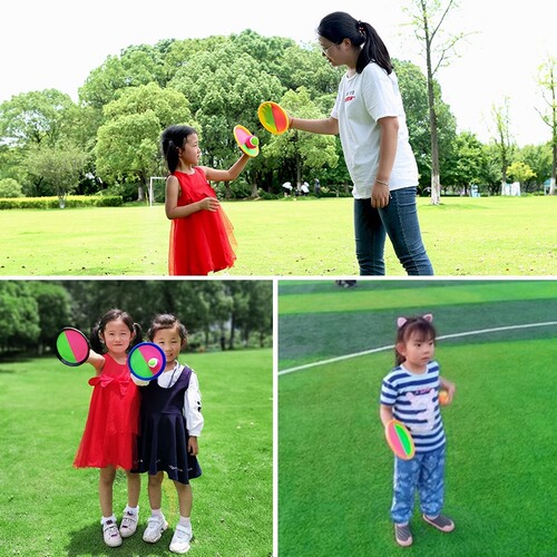 Catch and Toss Fun Sticky Target Ball Suction Cup Ball Sticky Ball Racket Parent-Child Interactive Outdoor Sports Toy for Children Kindergarten