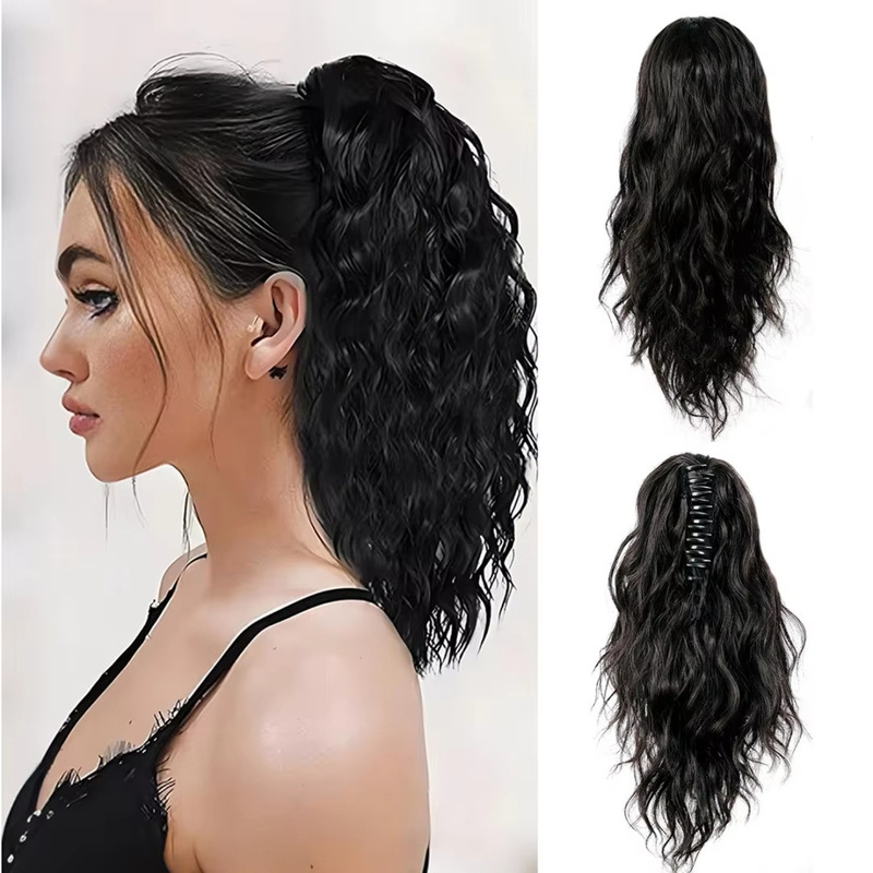 Curly Hair Ponytail Extensions, Clip-In Drawstring Ponytail, Black Ponytail Extensions, Synthetic Fiber Wigs Curly Hair Ponytail Extensions, Clip-In Drawstring Ponytail, Black Ponytail Extensions, Synthetic Fiber Wigs