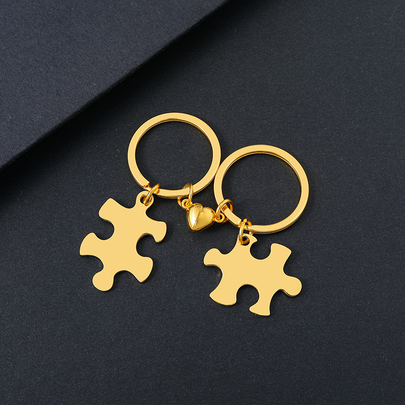 Jigsaw, Customization Laser Engraving Pattern Unisex Gender Basic Jigsaw Customization Laser Engraving 201 Stainless Steel Plating Unisex Bag Pendant Keychain