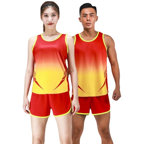 Custom track and field suit set for men's long-distance running marathon, competition sports top for women's students, track and field running training attire