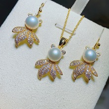 金鱼耳环项链套装天然淡水珍珠小动物可爱款耳钩饰品厂家批发
