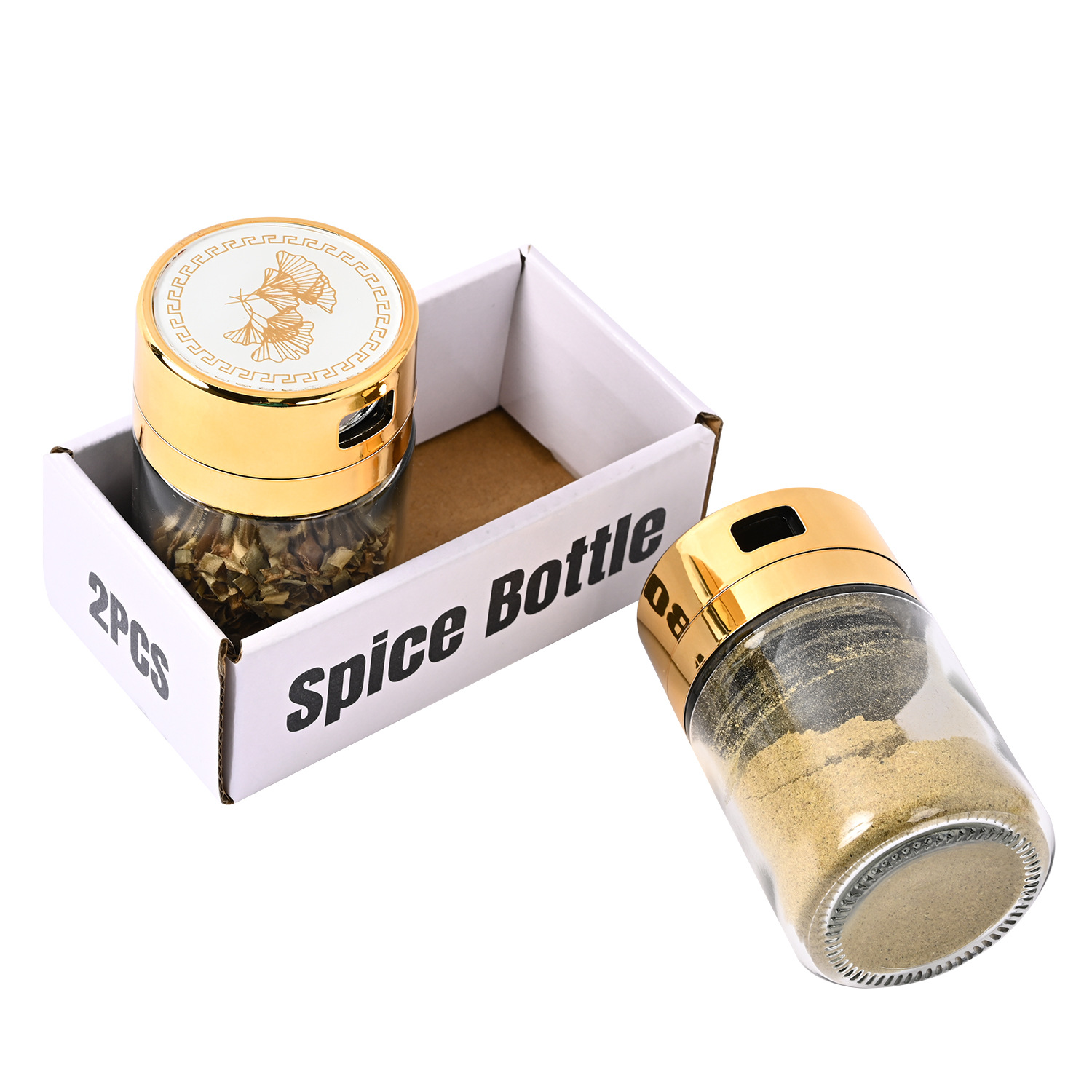 Venta caliente transfronteriza cocina de acero inoxidable Luz de lujo de vidrio condimento tarro traje hogar sellado de vidrio condimento tarro al por mayor