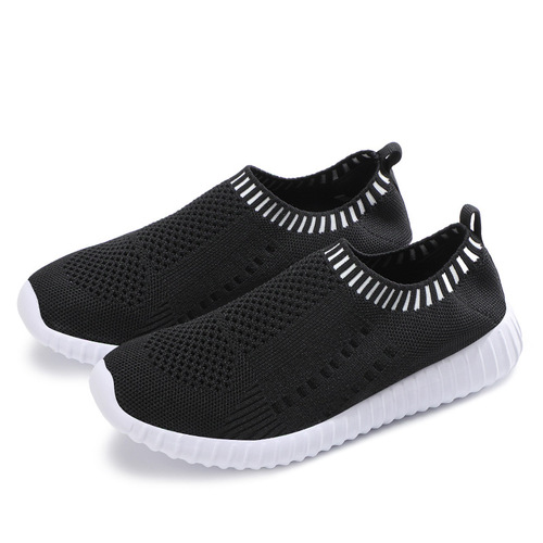 2025 Spring Plus Size Casual Sports Shoes for Women, Western Round Head Flat Knit Mesh Casual Single Shoes