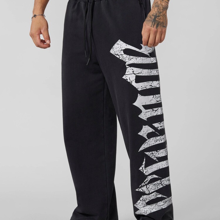 New Men's Sports Pants Muscle Fitness Jogging Long Pants Printed Mid-Waist Casual Pants