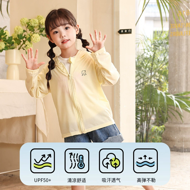 Солнцезащитный костюм для девочек Летний мальчик Тонкая рубашка с кондиционером