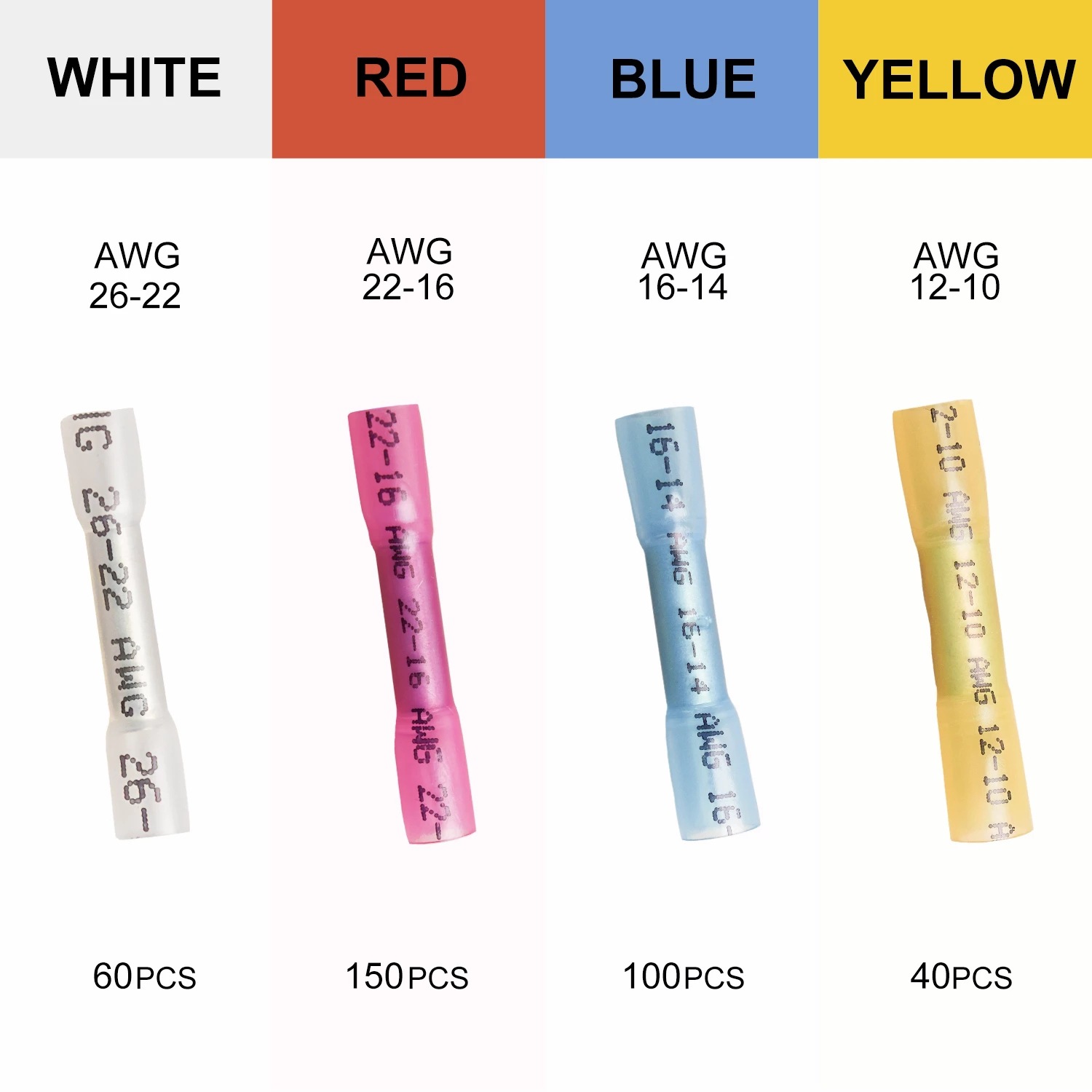 BHT热缩中间管热缩防水端子接线端子冷压端子热缩端子 红色 蓝色