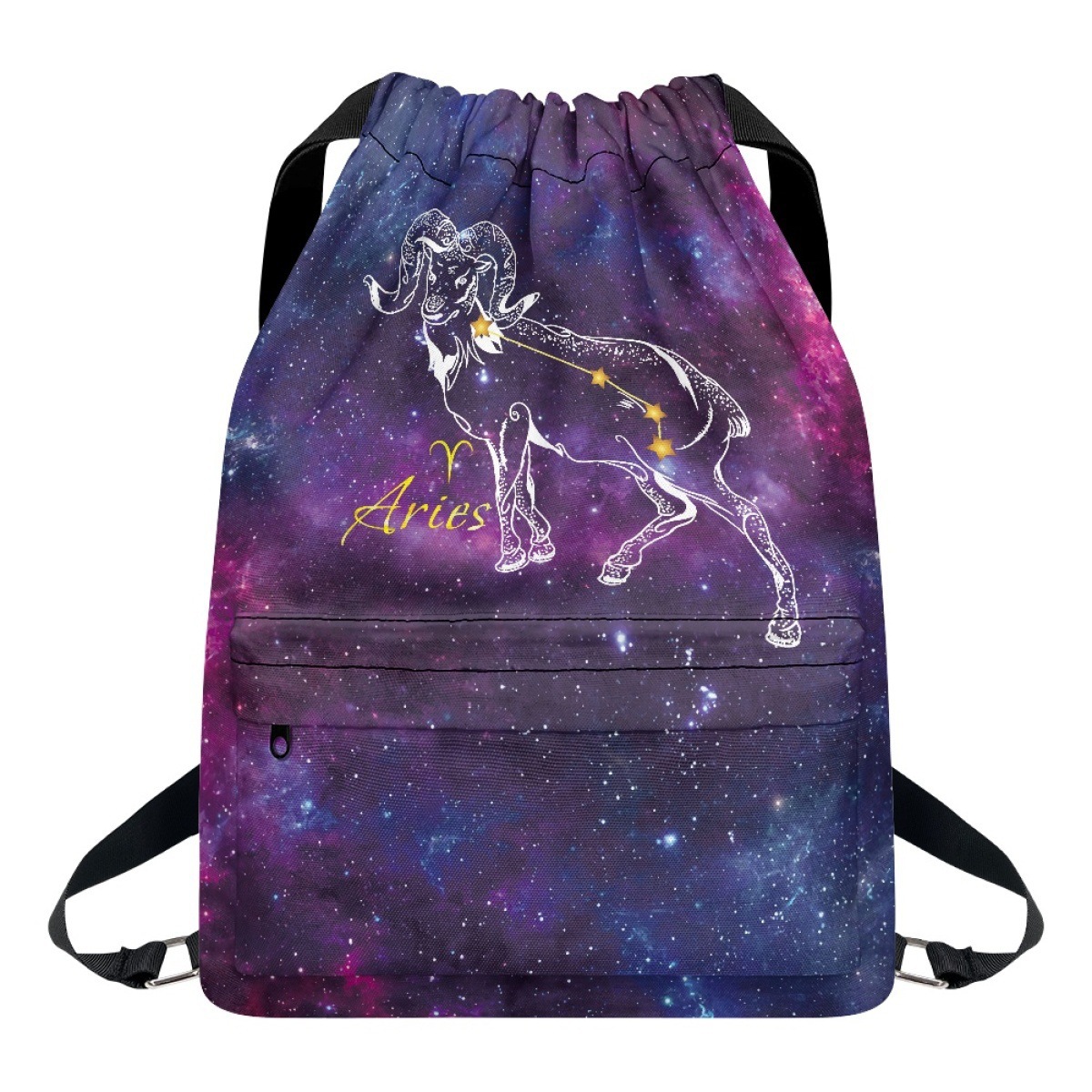 亚马逊火象星座狮子白羊射手diy图案新潮帆布束口抽绳双肩包