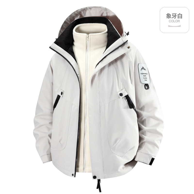 Tmall の同じスタイルのアウトドアカップルジャケット、女性用、スリーインワン防風防水ハイキングジャケット、男性用トレンディ|undefined