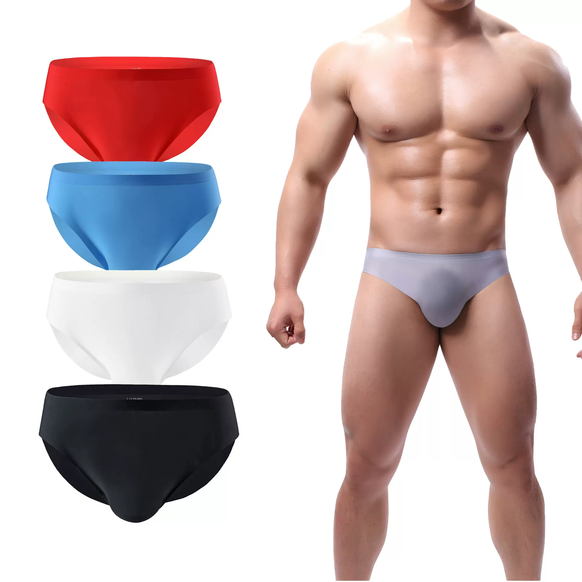 制加工跨境ebay三角裤男士冰丝底裤男式内裤透气外贸比基尼定低腰