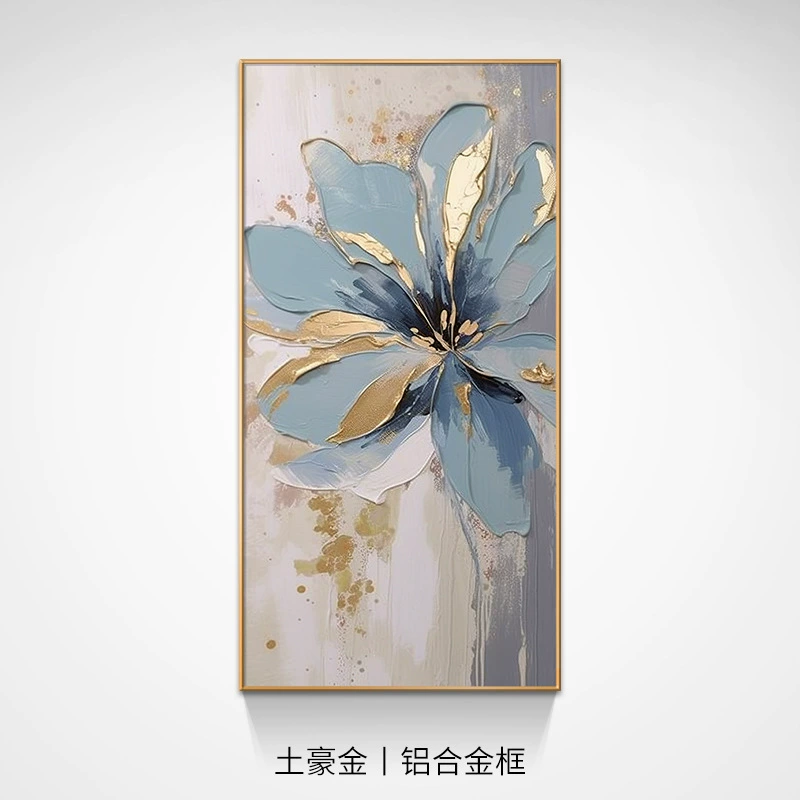 [花卉油画纯手绘玄关画现代轻奢高档竖版走廊壁画大芬油画村装饰画]