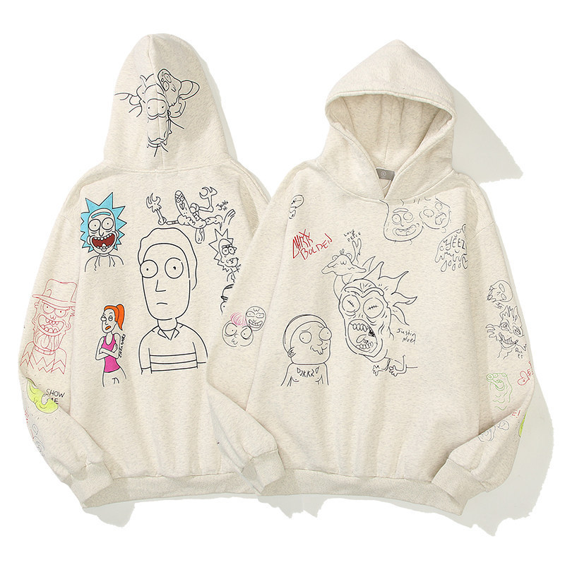 Kanye West Style Hip-Hop Hand-Painted Graffiti Print Hoodie for Men and Women, Couple's Hoodie Kanye West Style Hip-Hop Hand-Painted Graffiti Print Hoodie for Men and Women, Couple's Hoodie