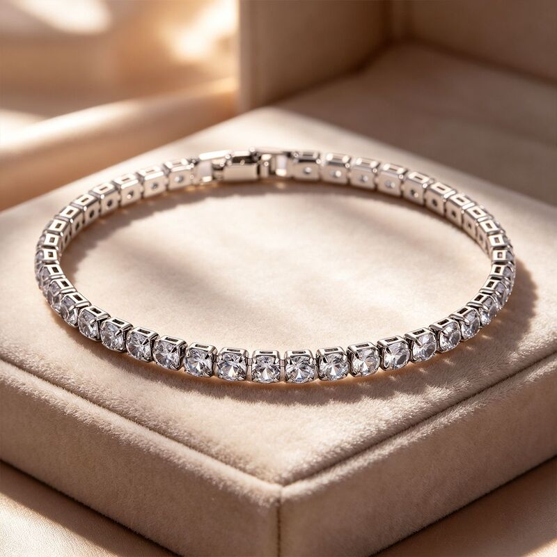 Cross-Border European and American Hip-Hop 4.0 Zircon Bracelet for Men and Women, Amazon Best-Selling Chain, Simple and Fashionable Tennis Chain