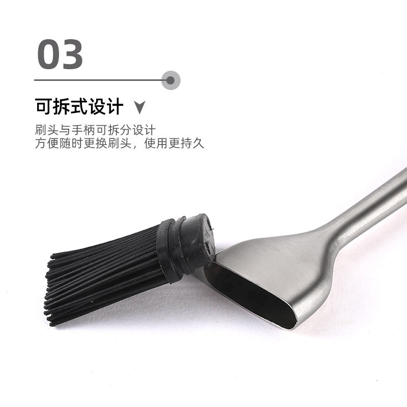 卸売シリコンブラシ毛ステンレス鋼バーベキューブラシBBQブラシベーキングオイルブラシフック付き食品グレード鉄板焼きロングタイプ|undefined