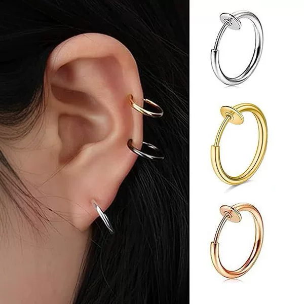 Cross-Border Supply of Stainless Steel Spring Nose Rings, Ear Clips, No Pierced Earrings, Open Earrings, Invisible Open Clip-On Earrings