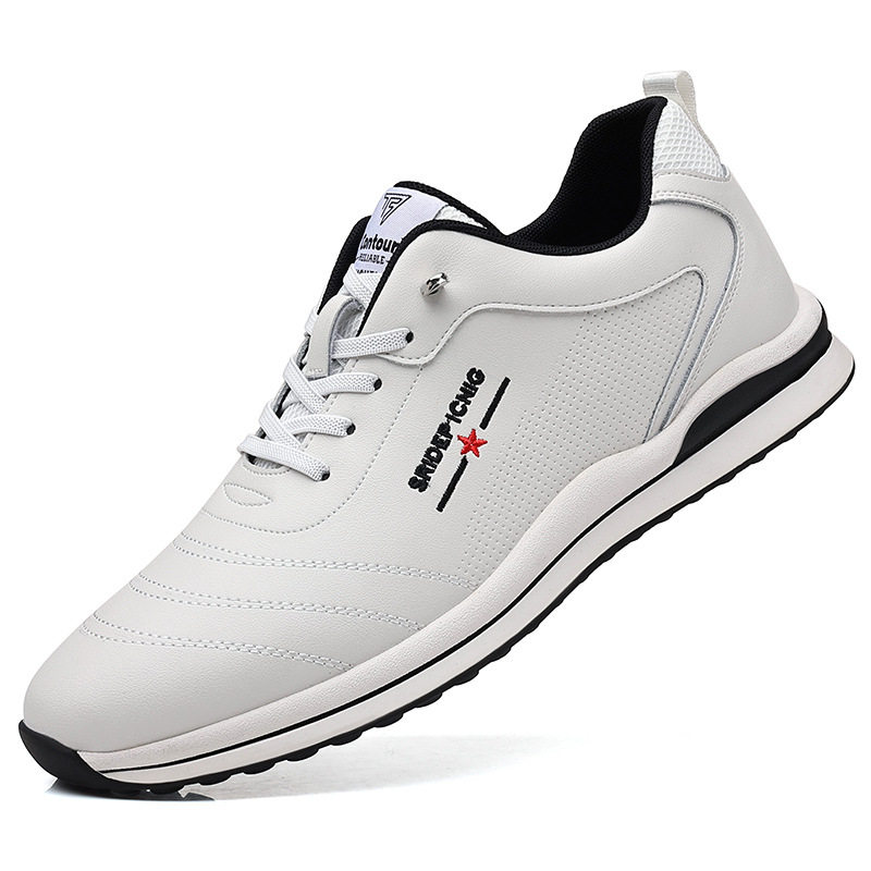 Giày sneaker nam da bò phối màu, đế cao su gót thấp 1–3 cm, dây thun tiện lợi — PZ905 màu trắng, PZ905 màu đen