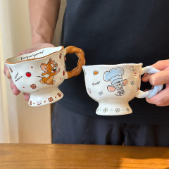 猫和老鼠陶瓷高脚马克杯家用儿童可爱早餐杯子情侣水杯生日礼物女
