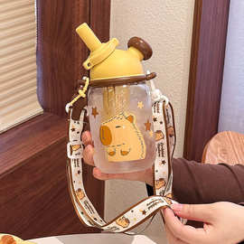 儿童水杯学生上学专用夏天大容量耐高温塑料吸管杯带茶隔泡茶女生