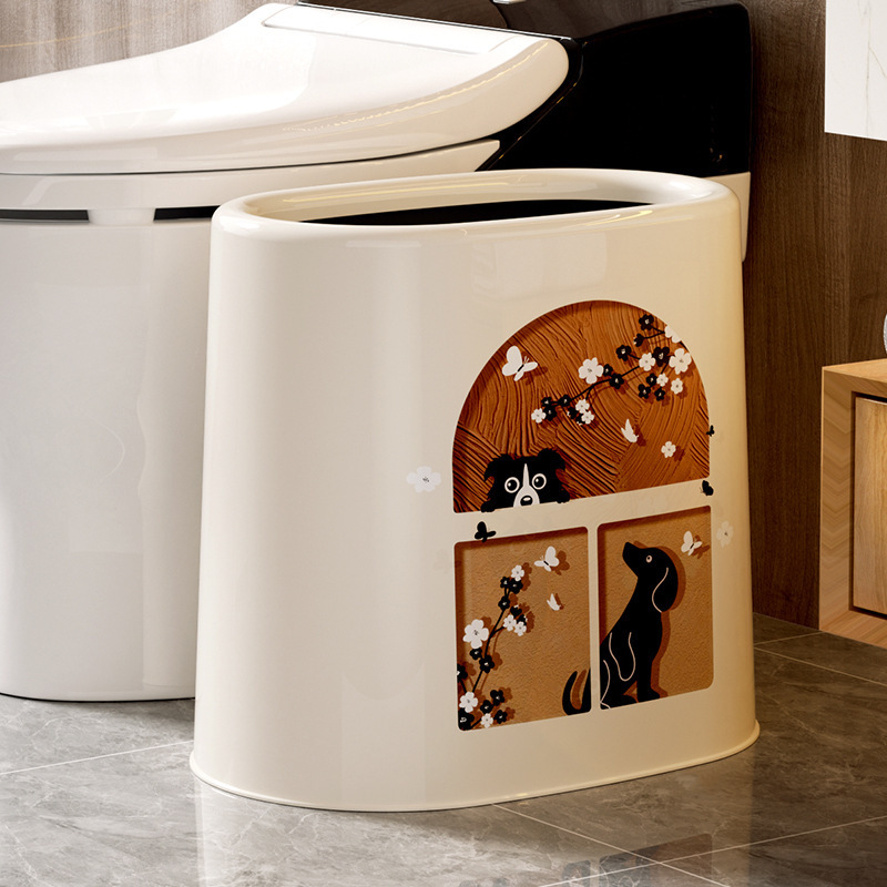 Medieval Style Household Bathroom Sandwich Trash Can, Living Room, Bedroom and Bathroom Large Capacity Stacked Narrow Gap Trash Can