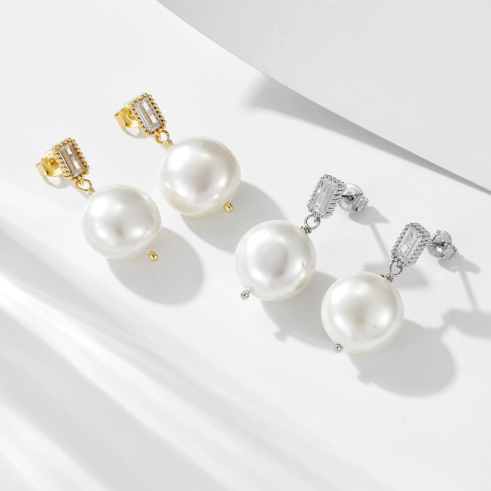 Пretro universal small design earrings from pearl, silver 925 sample, French retro style, light luxury style