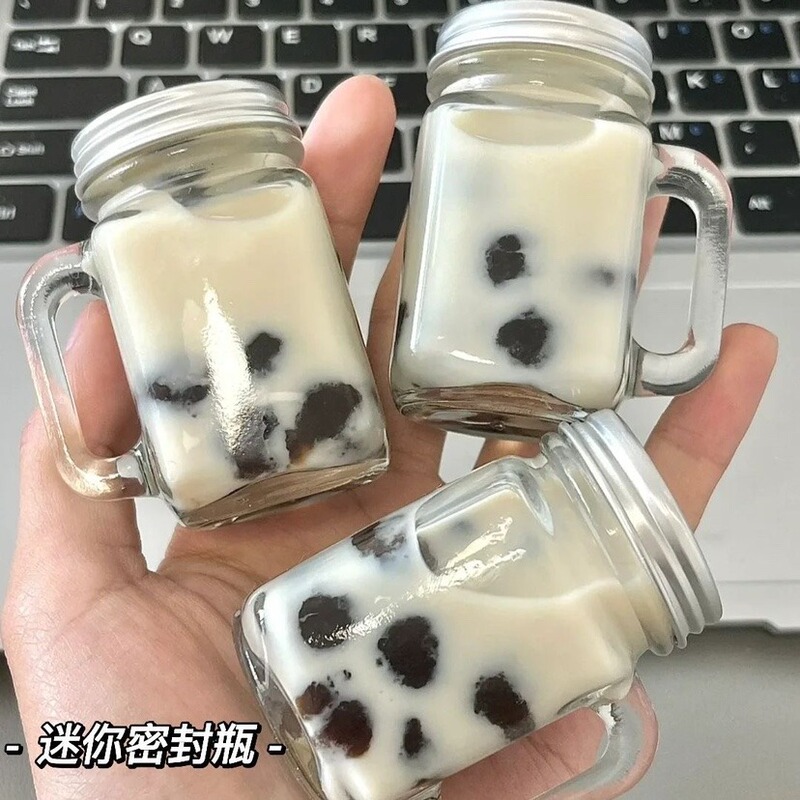 Mini Glass Sealed Bottle Coffee Concentrate Bottle 35ml Jam Bottle Refillable Bottle with Handle and Lid Sample Trial Bottle