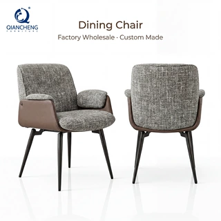 乾成 意式极简餐椅现代简约酒店餐厅布艺椅子modern dining chair